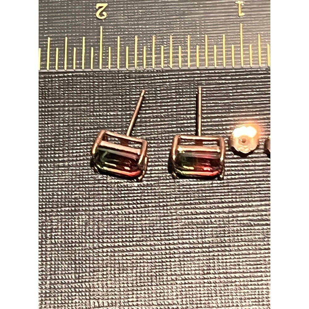 Rose Gold over 925 Sterling Silver Watermelon Tourmaline Stud Earrings